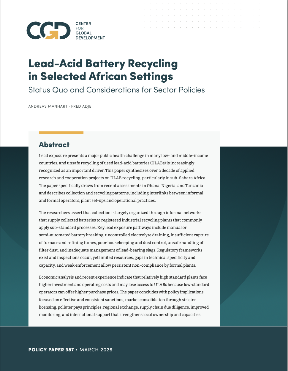 Lead-Acid Battery Recycling in Selected African Settings